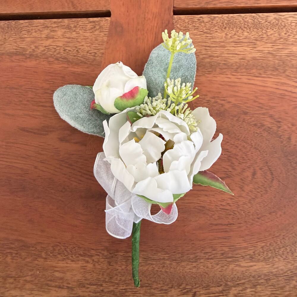 Lot of 92 groomsman wedding boutonniere prom dance‎ silk flower white peony